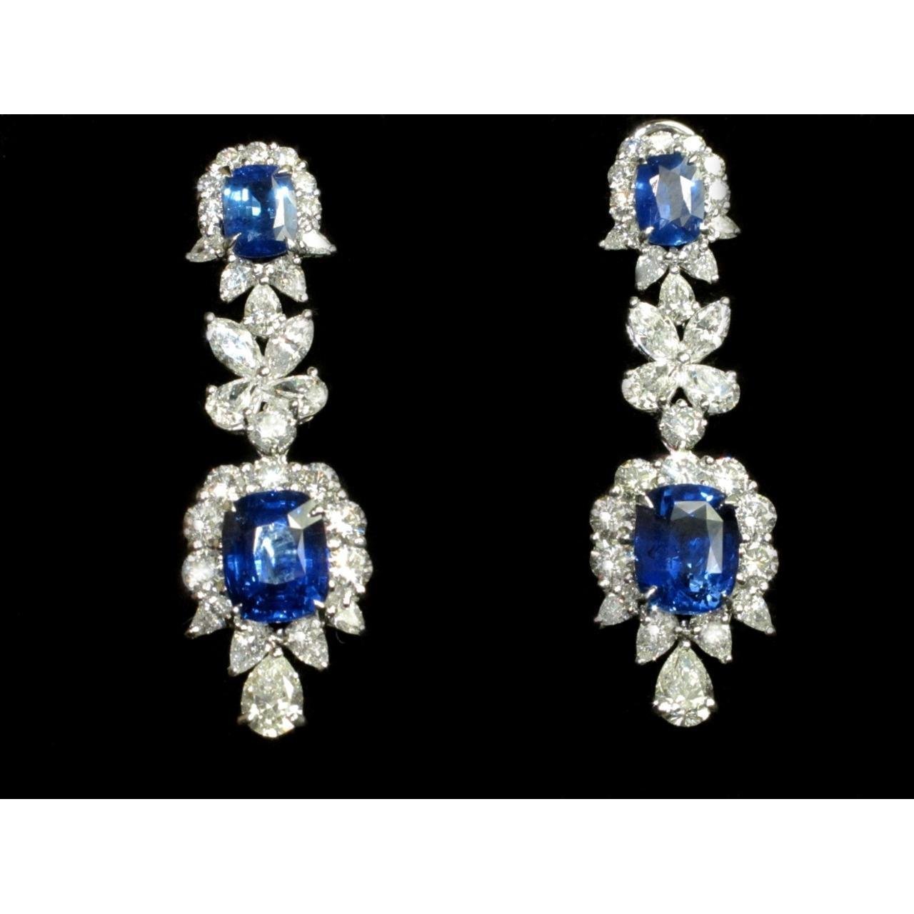 30 Karat Ceylon Saphir & Diamanten baumeln Paar Ohrringe