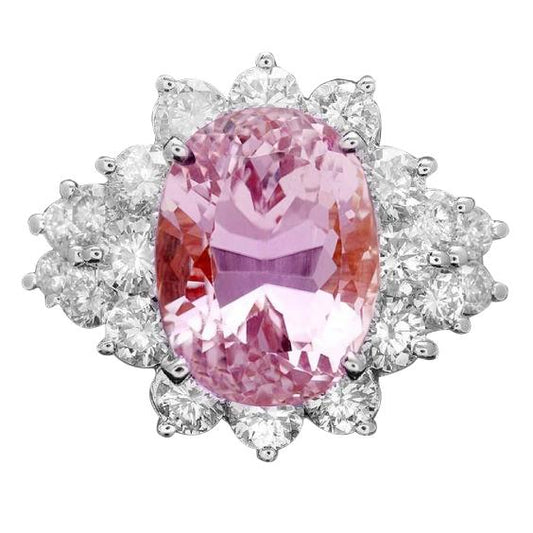 30.50 Karat Rosa Kunzit Edelstein Ring Weißgold Ausgefallener Schmuck - harrychadent.de