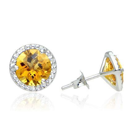 31,48 ct Damen Ohrstecker Citrin mit Diamanten Weißgold 14K - harrychadent.de