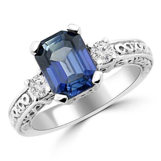 3,15 Karat Sri Lanka Saphir & Diamant Ehering Weißgold 14K - harrychadent.de