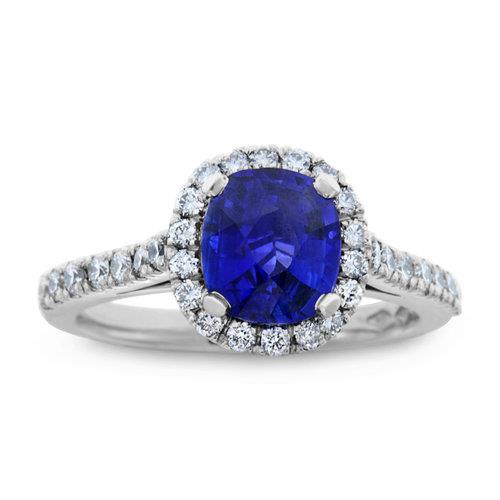 3,25 Karat Ceylon Saphir und Aus der Erde Abgebauter Natürlicher Diamanten Ehering Weißgold 14K