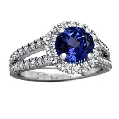 3,35 Karat Split Shank Tansanit mit Diamanten Ring 14K Weißgold - harrychadent.de