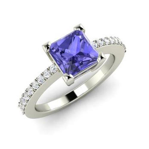 3,40 Karat Tansanit und Diamanten Ehering 14K Weißgold - harrychadent.de