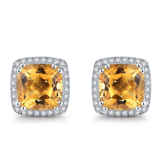 34,80 ct Citrin und Diamanten Ohrstecker Weißgold 14K - harrychadent.de