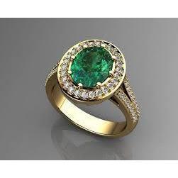 3,5 Kt grüner Smaragd im Ovalschliff mit Halo-Diamantring