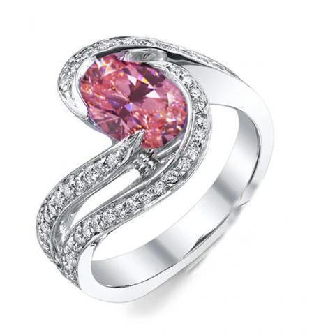 3,50 Karat rosa Saphir mit Diamanten Ehering 14K Weißgold - harrychadent.de