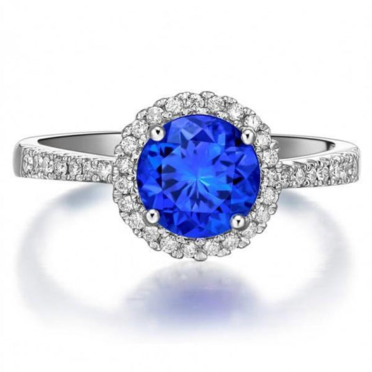 3,50 Karat runder Sri Lanka Saphir Diamant Ring Schmuck - harrychadent.de