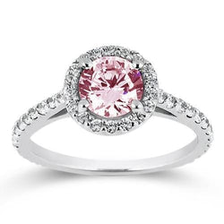 3,51 Kt Rosa Saphir & Weißer runder Aus der Erde Abgebauter Natürlicher Diamant Ehering Edelstein