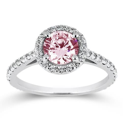 3,51 Kt Rosa Saphir & Weißer runder Diamant Ehering Edelstein