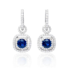 3,52 ct Ceylon-Saphir mit Aus der Erde Abgebauter Natürlicher Diamanten Lady Dangle Ohrringe