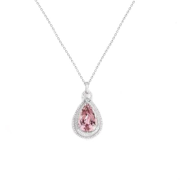 36 Karat Rosa natürlicher Kunzit & Diamant Damen Halsketten-Anhänger - harrychadent.de