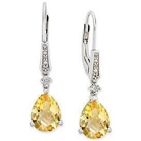 36,60 ct Birne Citrin mit runden Diamanten Ohrringe 14K Gold - harrychadent.de