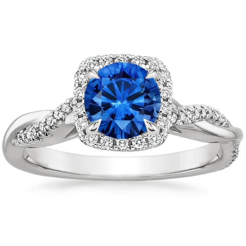 3,70 ct Brillantschliff Sri Lanka Blauer Saphir und Diamanten Ring - harrychadent.de