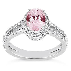 3,73 ct Krappenfassung Halo Pink Edelstein Ovaler Aus der Erde Abgebauter Natürlicher Diamantring