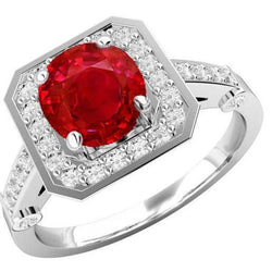 3,75 Karat Roter Rubin Und Diamanten Ring Weißgold 14K