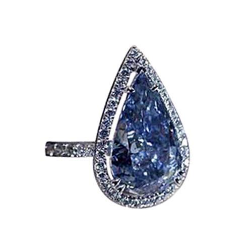 3,75 ct. Birne Runde Aus der Erde Abgebauter Natürlicher Diamanten Ring Edelstein Weißgold