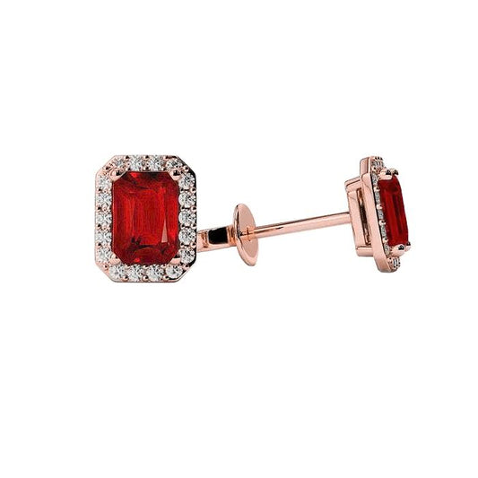 3,86 Karat Roter Rubin und Diamanten Damen Ohrstecker Roségold 14K - harrychadent.de