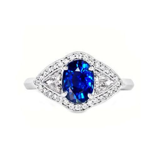 3,90 ct Krappen-Set srilankischer Saphir- und Diamantring Weißgold 14K - harrychadent.de
