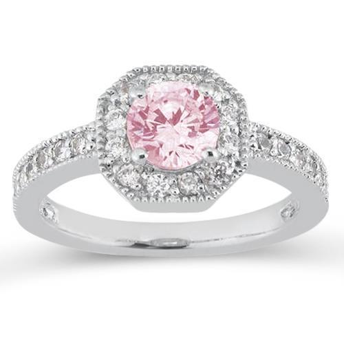 3,91 Karat Jubiläumsring mit rosa Saphir-Halo-Diamant-Edelstein