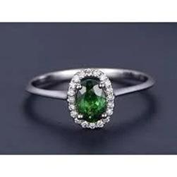 3.2 Kt Oval Grüner Smaragd Halo Aus der Erde Abgebauter Natürlicher Diamant Ring 14K Weißgold Neu