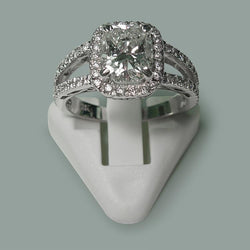 3.50 Karat Kissen Aus der Erde Abgebauter Natürlicher Diamant Solitaire Ring Split Shank Schmuck Neu