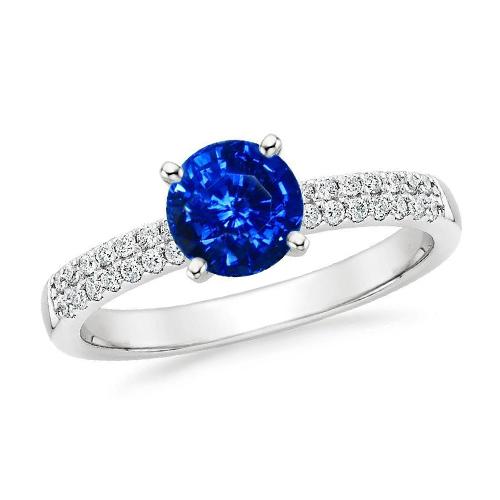 3.50 ct. Ring mit Saphir-Aus der Erde Abgebauter Natürlicher Diamanten im runden Schliff-Satz WG 14K
