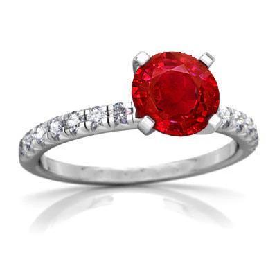 3.90 Karat Rubin und Aus der Erde Abgebauter Natürlicher Diamanten Ring Weißgold 14K Krappenset