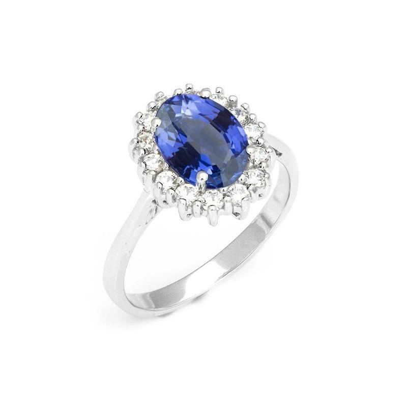 3.90 ct Oval Sri Lanka Blue Saphir Diamanten Verlobungsring Neu