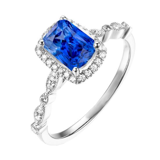 4 Karat Halo Radiant Ceylon Saphir Ring & Diamant Damenschmuck - harrychadent.de