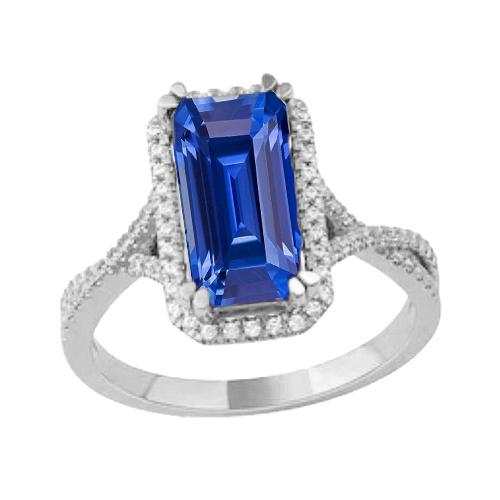 4 Karat Halo Smaragd Sri Lanka Saphir & Diamant Ring Gold - harrychadent.de