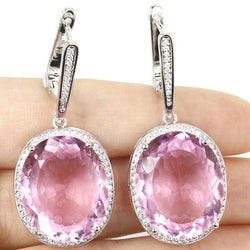 41,36 Ct Pink Oval Cut Kunzit mit Diamanten Damen Creolen