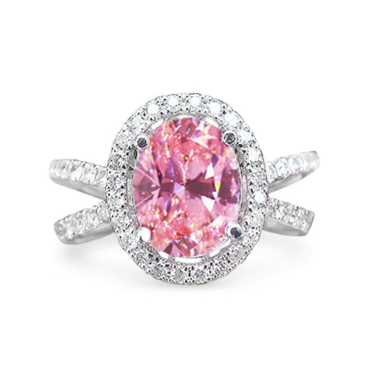 4,25 Karat Rosa Saphir und Diamanten Ehering 14K Weißgold - harrychadent.de