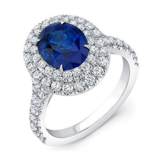 4,25 Karat Solitär mit Akzent Saphir Diamanten Ring Weißgold - harrychadent.de
