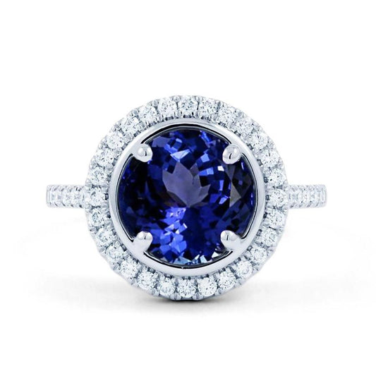 4,25 Karat Tansanit und Diamanten Ring Weißgold 14K - harrychadent.de