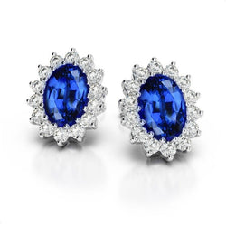 4,30 ct Sri Lanka Blue Saphir Aus der Erde Abgebauter Natürlicher Diamanten Damen Ohrstecker