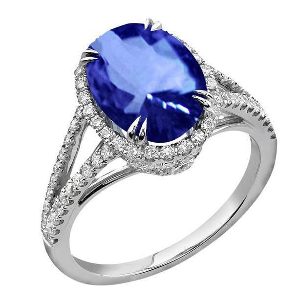 4,51 Karat srilankischer Saphir Oval Diamanten Jubiläumsring - harrychadent.de