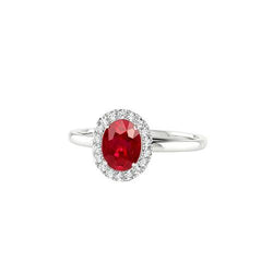 4,55 Karat Rubin mit Aus der Erde Abgebauter Natürlicher Diamanten Ring Krappenset Weißgold 14K