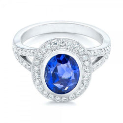 4,60 Karat Sri Lanka Blauer Saphir & Aus der Erde Abgebauter Natürlicher Diamanten Ehering