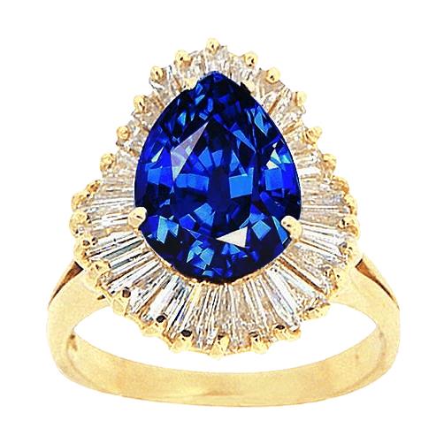 4,71 Karat Sri Lanka Saphir Baguette Diamanten Gelbgold 14K Ring - harrychadent.de