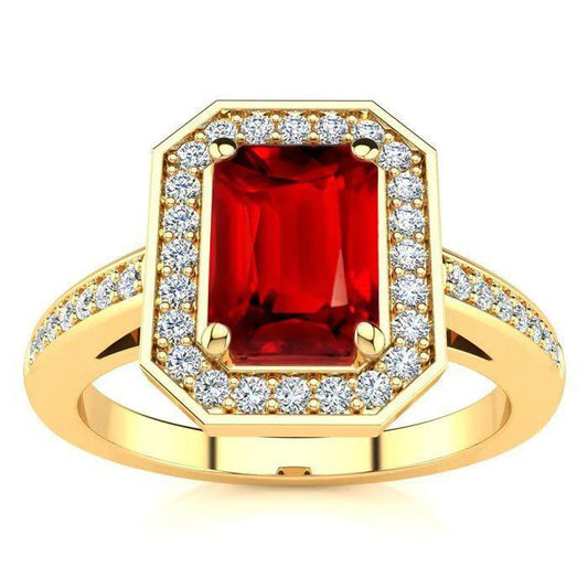 4,75 ct Roter Smaragdschliff Rubin Und Diamant Ehering Gelbgold - harrychadent.de