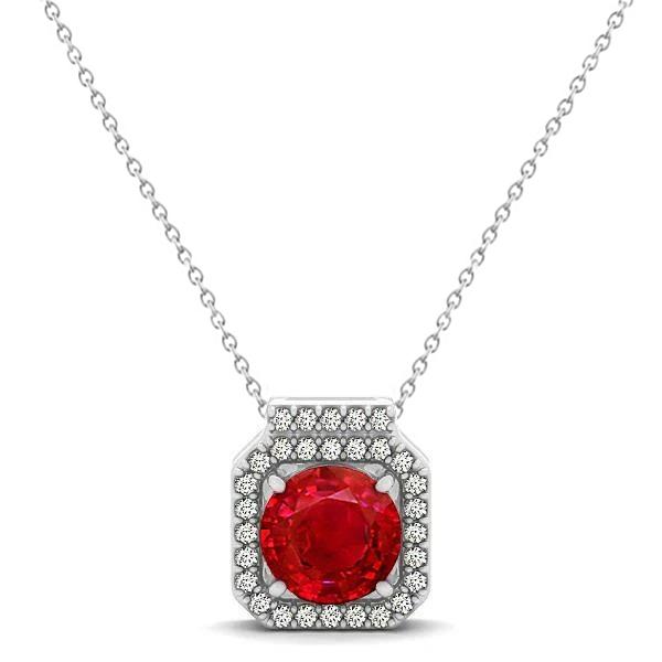 4.00 ct Roter Rubin mit Diamanten Anhänger mit Kette Weißgold 14K - harrychadent.de