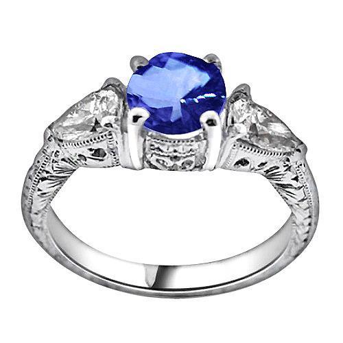 4.01 Ct Ehering Sri Lanka Saphir Trillion Diamanten 3-Stein - harrychadent.de