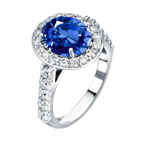 4.25 Karat Krappenset Saphir und Aus der Erde Abgebauter Natürlicher Diamanten Ring Weißgold 14K