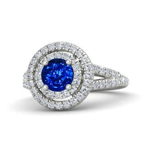 4.25 Karat srilankischer Saphir- und Aus der Erde Abgebauter Natürlicher Diamant-Verlobungsring 14K Gold