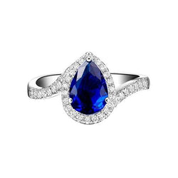 4.30 Karat srilankischer Saphir- und Aus der Erde Abgebauter Natürlicher Diamantring Weißgold 14K