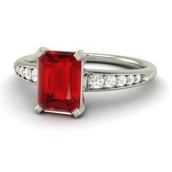 4.35 Karat Roter Rubin Und Aus der Erde Abgebauter Natürlicher Diamanten Verlobungsring Weißgold 14K