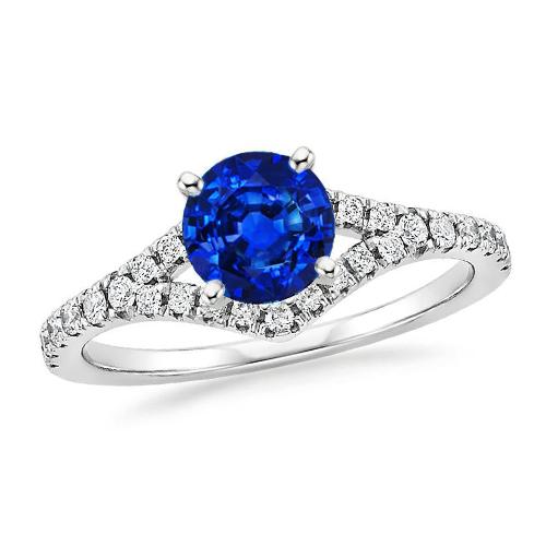 4.35 ct Krappenbesatz Ceylon Saphir Aus der Erde Abgebauter Natürlicher Diamanten Ring Weißgold