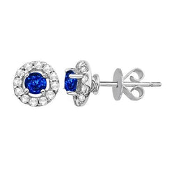 4.40 Karat Sri Lanka Saphir Aus der Erde Abgebauter Natürlicher Diamanten Ohrstecker Weißgold 14K