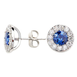 4.40 ct Brillantschliff Ceylon Blauer Saphir Und Aus der Erde Abgebauter Natürlicher Diamanten Ohrstecker