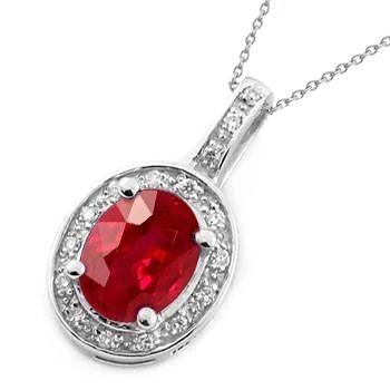 4.80 Karat Rubin und Diamanten Halskette Gold Weiß 14K - harrychadent.de